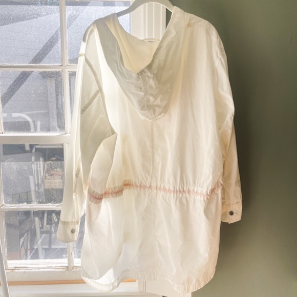 Free People Poplin Lace Up Pullover Jacket White Pink Sz XS/S - Picture 4 of 5